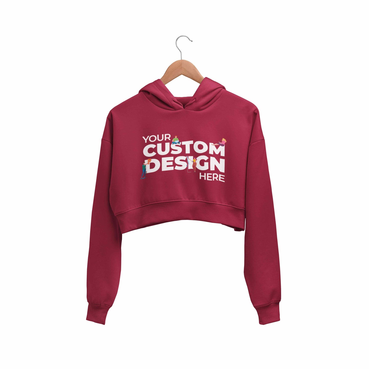 Custom Customizable Personalized Your Design Logo Crop Hoodie Crop Hooded cropped Sweatshirt for Women The Banyan Tee TBT maroon