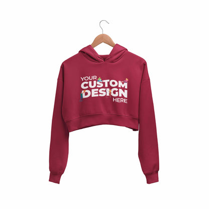 Custom Customizable Personalized Your Design Logo Crop Hoodie Crop Hooded cropped Sweatshirt for Women The Banyan Tee TBT maroon