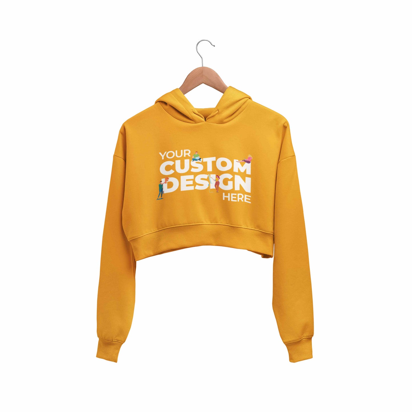 Custom Customizable Personalized Your Design Logo Crop Hoodie Crop Hooded cropped Sweatshirt for Women The Banyan Tee TBT yellow