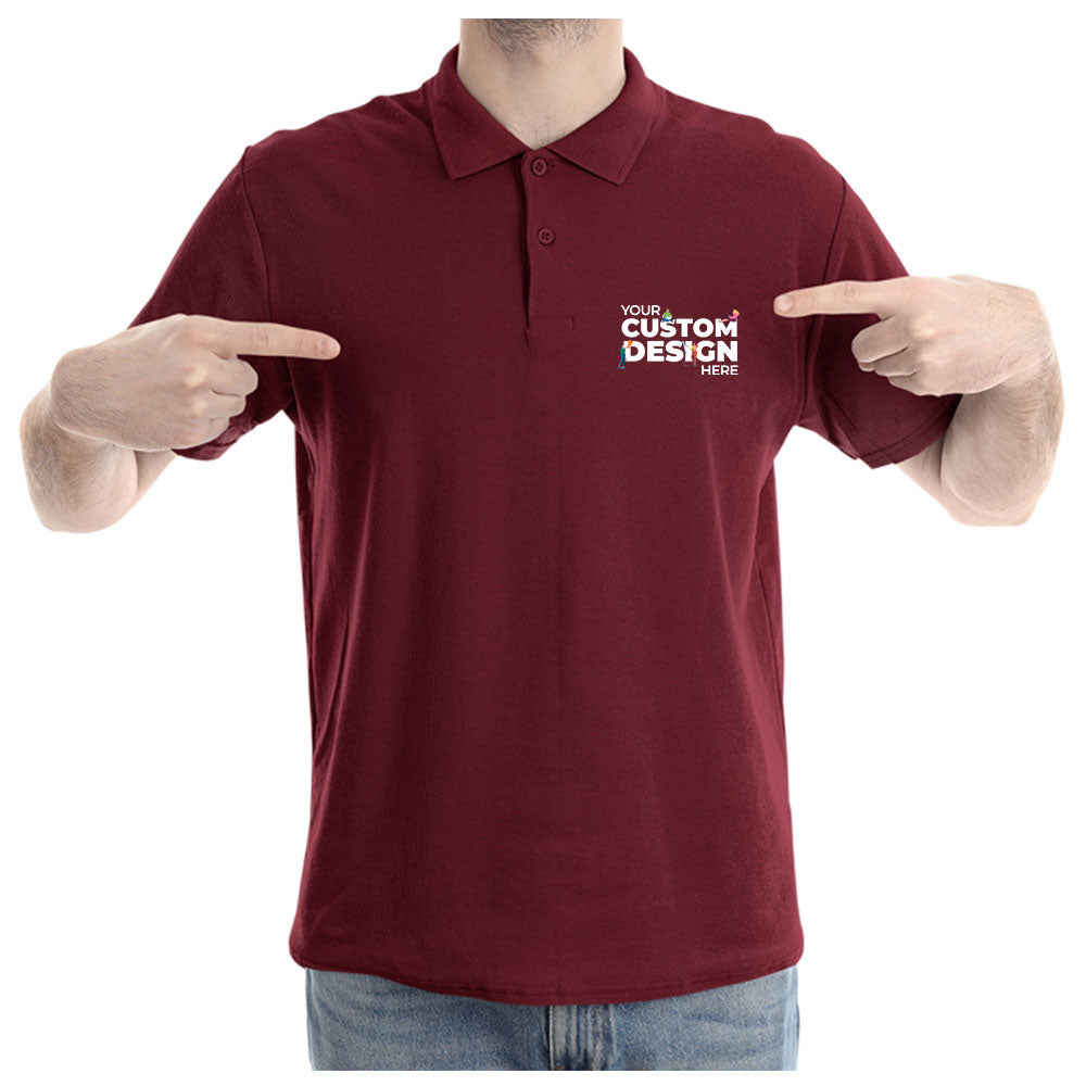 Maroon Custom Customizable Your Image Logo Polo Collar T-shirt Online united states of america usa Cotton Premium