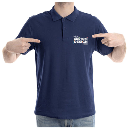 Navy Blue Custom Customizable Your Image Logo Polo Collar T-shirt Online united states of america usa Cotton Premium