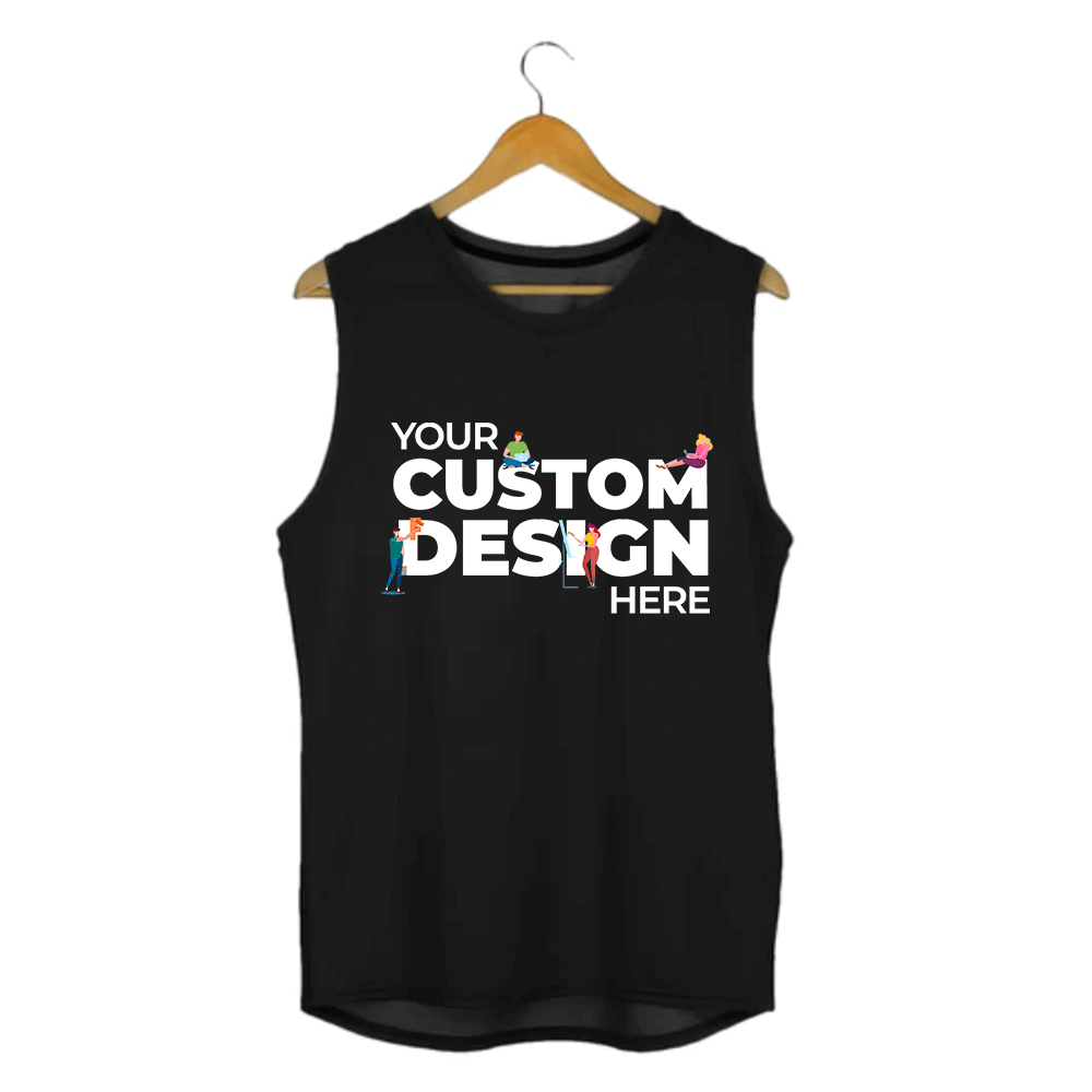 custom customized sleeveless t shirt by the banyan tee your design here black