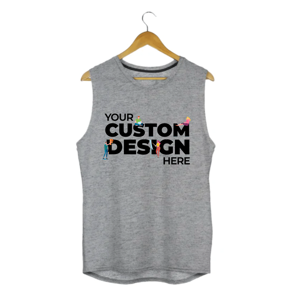 custom customized sleeveless t shirt by the banyan tee your design here grey gray
