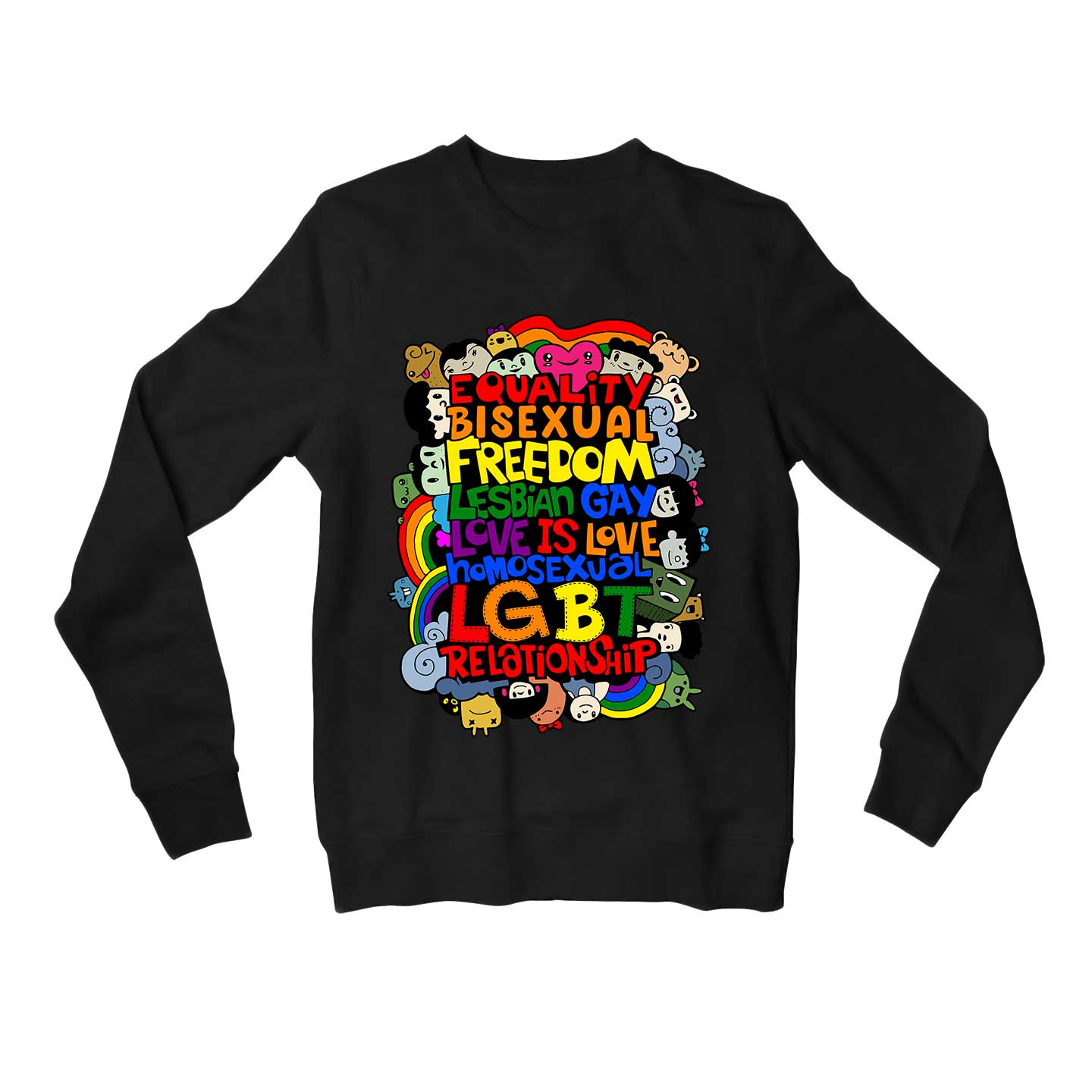 pride doodle sweatshirt upper winterwear printed graphic stylish buy online united states usa the banyan tee tbt men women girls boys unisex black - lgbtqia+