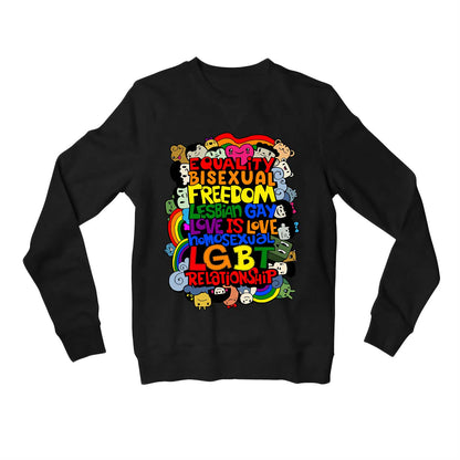 pride doodle sweatshirt upper winterwear printed graphic stylish buy online united states usa the banyan tee tbt men women girls boys unisex black - lgbtqia+