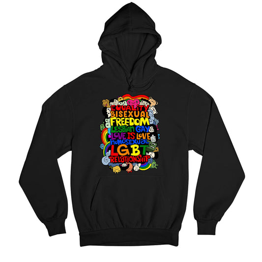 pride doodle hoodie hooded sweatshirt winterwear printed graphic stylish buy online united staes u s the banyan tee tbt men women girls boys unisex black - lgbtqia+