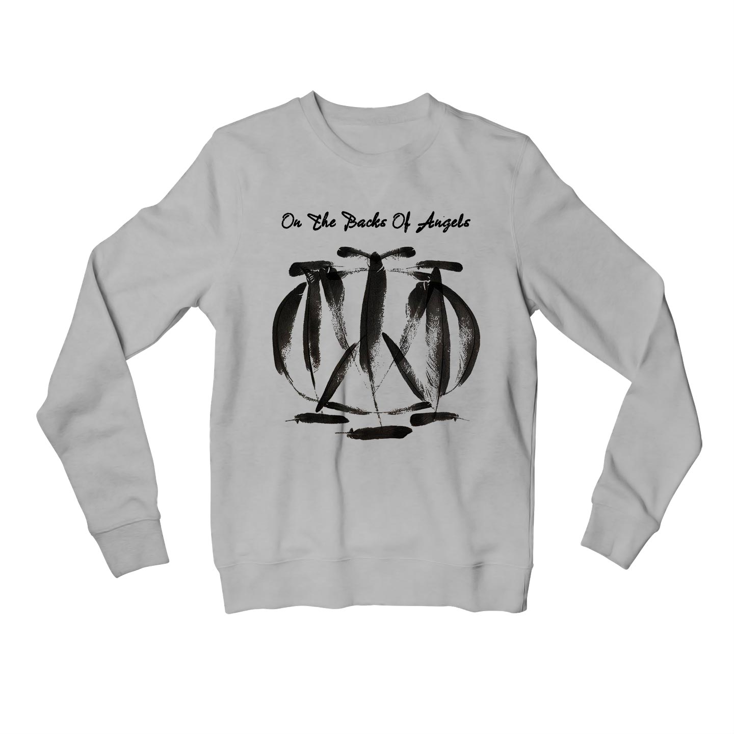 dream theater on the backs of angels sweatshirt upper winterwear music band buy online united states usa the banyan tee tbt men women girls boys unisex gray