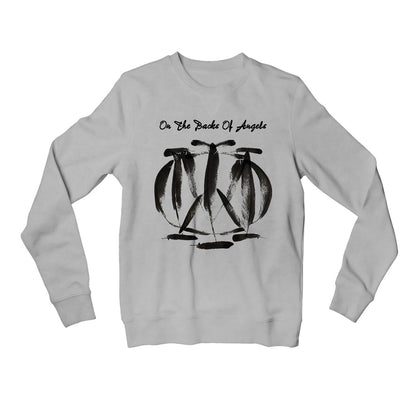 dream theater on the backs of angels sweatshirt upper winterwear music band buy online united states usa the banyan tee tbt men women girls boys unisex gray