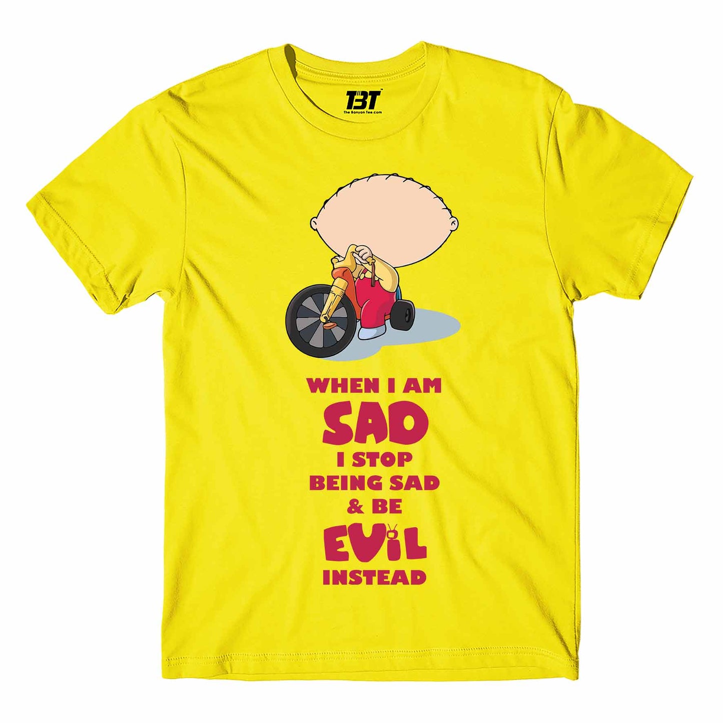 family guy be evil instead t-shirt tv & movies buy online united states of america usa the banyan tee tbt men women girls boys unisex yellow - stewie griffin dialogue