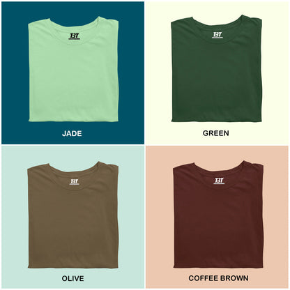 Forest Retreat Combo Pack Of 4 Multicolor combo Premium cotton T-shirt unisex tees half sleeve crew neck regular fit T-shirt colors available  Jade Green Olive Coffee Brown