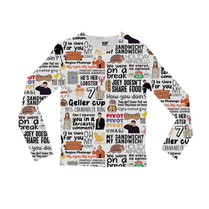 friends aop all over print full sleeves t shirt for men women ladies unisex hand