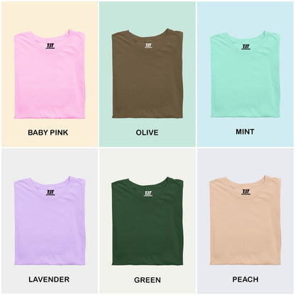 Garden Party Combo Pack Of 6 Multicolor combo Premium cotton T-shirt unisex tees half sleeve crew neck regular fit T-shirt colors available Baby Pink Olive Mint Lavender Green Peach
