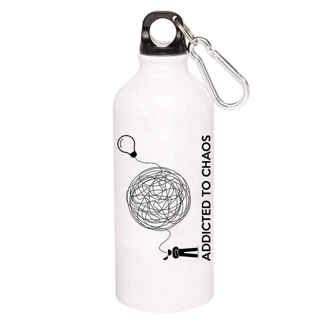 printed addicted to chaos sipper steel water bottle flask gym shaker printed graphic stylish buy online india the banyan tee tbt men women girls boys unisex