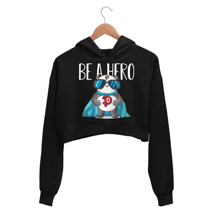 printed be a hero crop hoodie hooded sweatshirt upper winterwear printed graphic stylish buy online india the banyan tee tbt men women girls boys unisex black