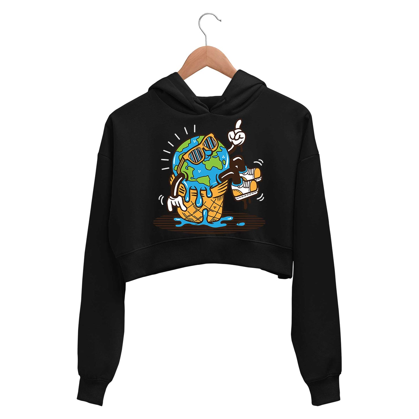 printed global warming crop hoodie hooded sweatshirt upper winterwear printed graphic stylish buy online india the banyan tee tbt men women girls boys unisex black