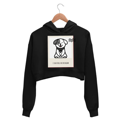 printed i stalk dogs crop hoodie hooded sweatshirt upper winterwear printed graphic stylish buy online india the banyan tee tbt men women girls boys unisex black