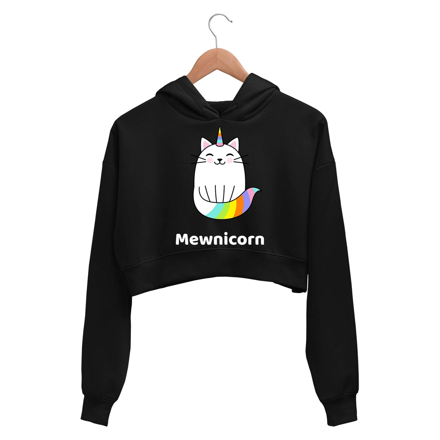printed mewnicorn crop hoodie hooded sweatshirt upper winterwear printed graphic stylish buy online india the banyan tee tbt men women girls boys unisex black