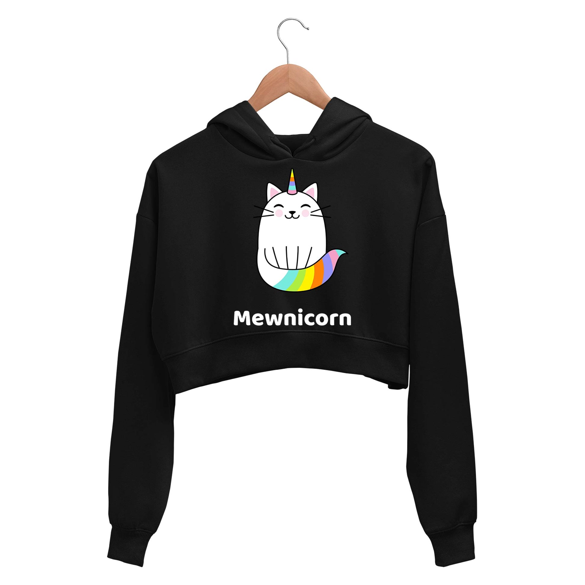 printed mewnicorn crop hoodie hooded sweatshirt upper winterwear printed graphic stylish buy online india the banyan tee tbt men women girls boys unisex black