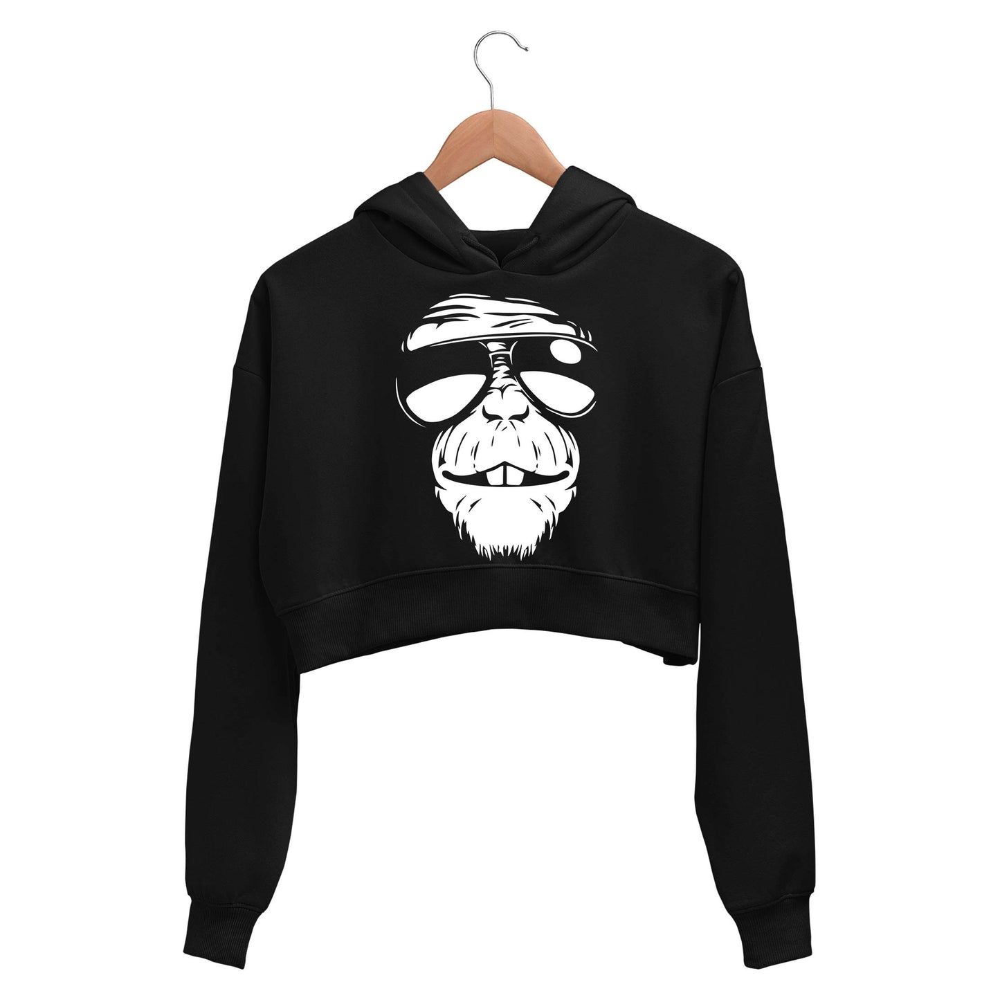 printed chimp crop hoodie hooded sweatshirt upper winterwear printed graphic stylish buy online india the banyan tee tbt men women girls boys unisex black