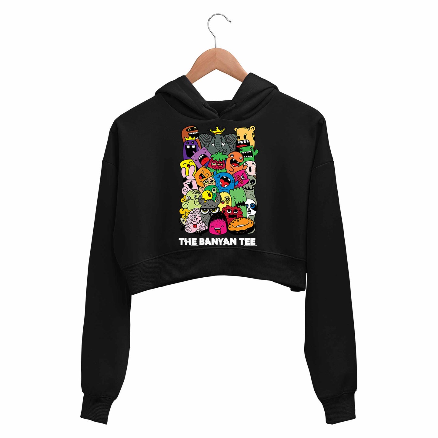 printed the banyan tee crop hoodie hooded sweatshirt upper winterwear printed graphic stylish buy online india the banyan tee tbt men women girls boys unisex black