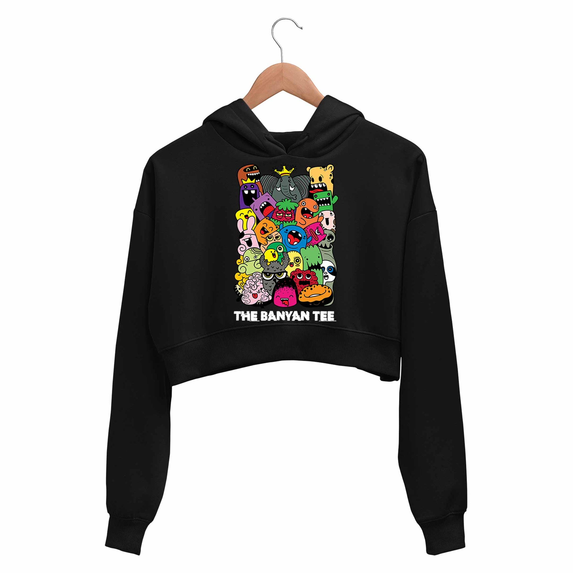 printed the banyan tee crop hoodie hooded sweatshirt upper winterwear printed graphic stylish buy online india the banyan tee tbt men women girls boys unisex black