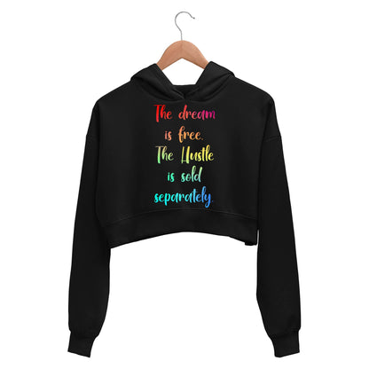 printed hustle is free crop hoodie hooded sweatshirt upper winterwear printed graphic stylish buy online india the banyan tee tbt men women girls boys unisex black