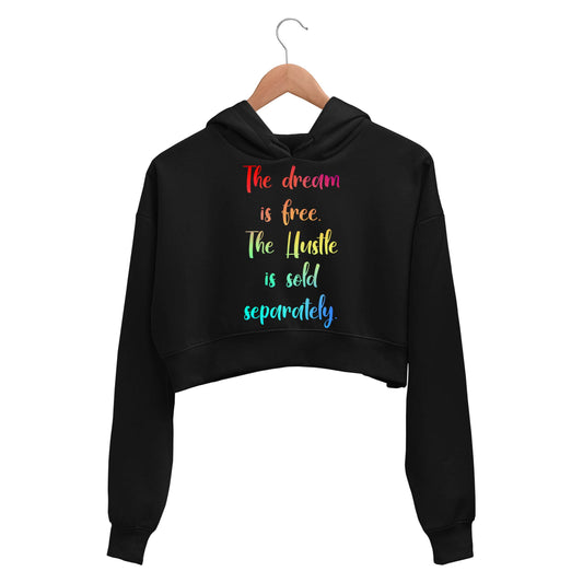 printed hustle is free crop hoodie hooded sweatshirt upper winterwear printed graphic stylish buy online india the banyan tee tbt men women girls boys unisex black