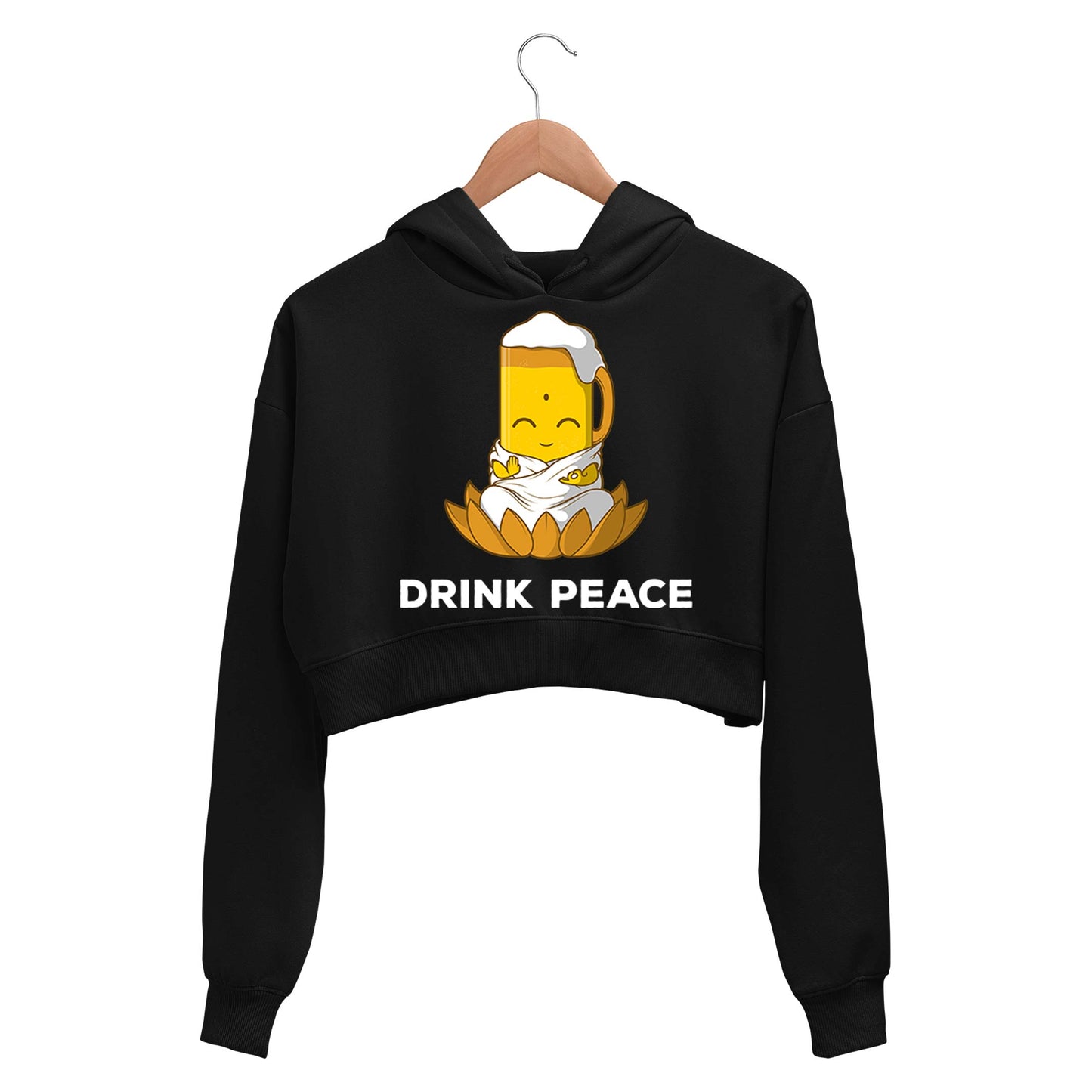 printed drink peace crop hoodie hooded sweatshirt upper winterwear printed graphic stylish buy online india the banyan tee tbt men women girls boys unisex black