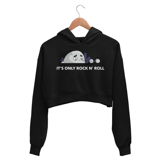 printed it's only rock n' roll crop hoodie hooded sweatshirt upper winterwear printed graphic stylish buy online india the banyan tee tbt men women girls boys unisex black
