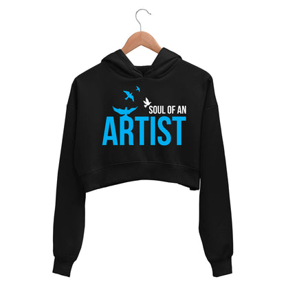 printed soul of an artist crop hoodie hooded sweatshirt upper winterwear printed graphic stylish buy online india the banyan tee tbt men women girls boys unisex black
