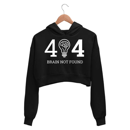 printed error 404 crop hoodie hooded sweatshirt upper winterwear printed graphic stylish buy online india the banyan tee tbt men women girls boys unisex black