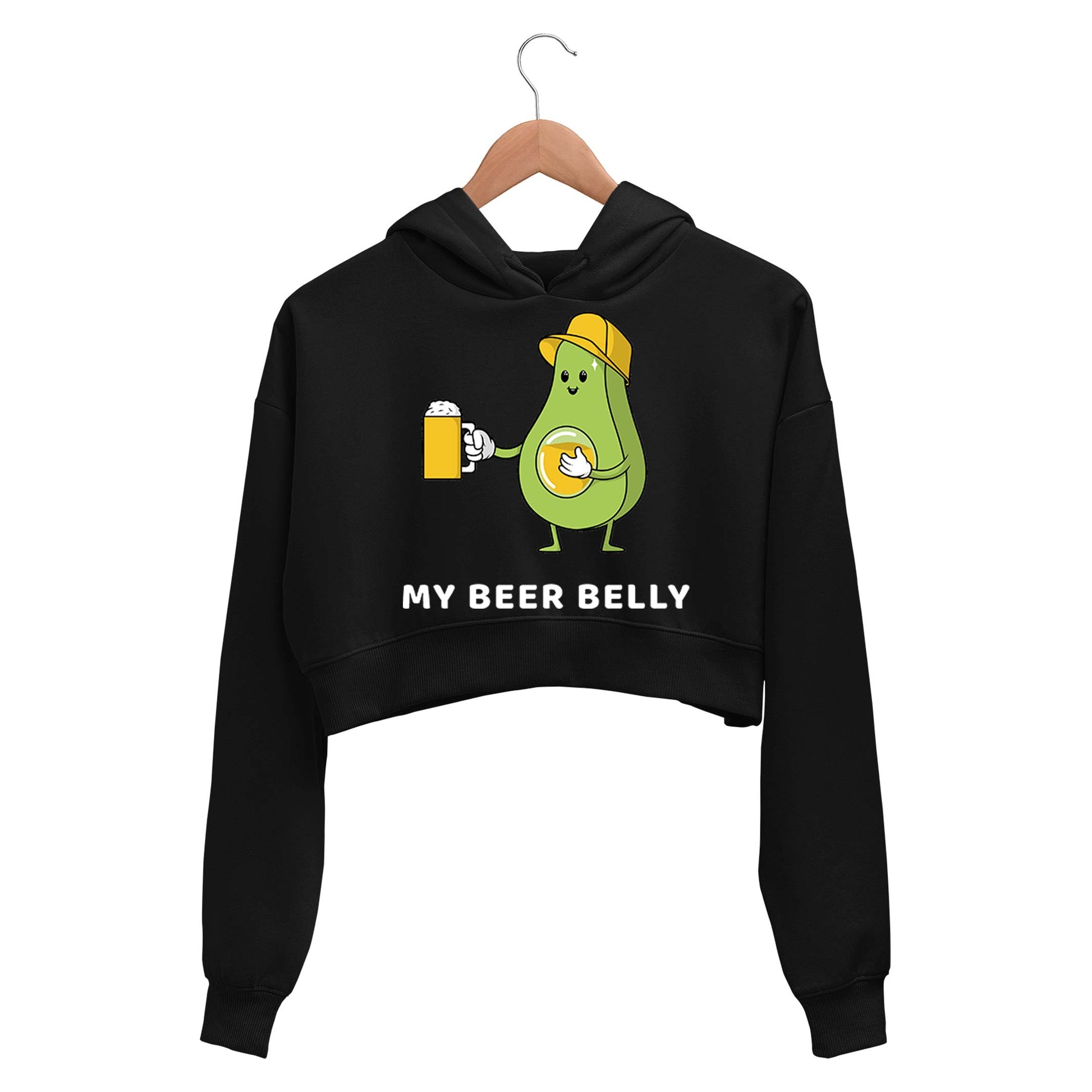 printed my beer belly crop hoodie hooded sweatshirt upper winterwear printed graphic stylish buy online india the banyan tee tbt men women girls boys unisex black