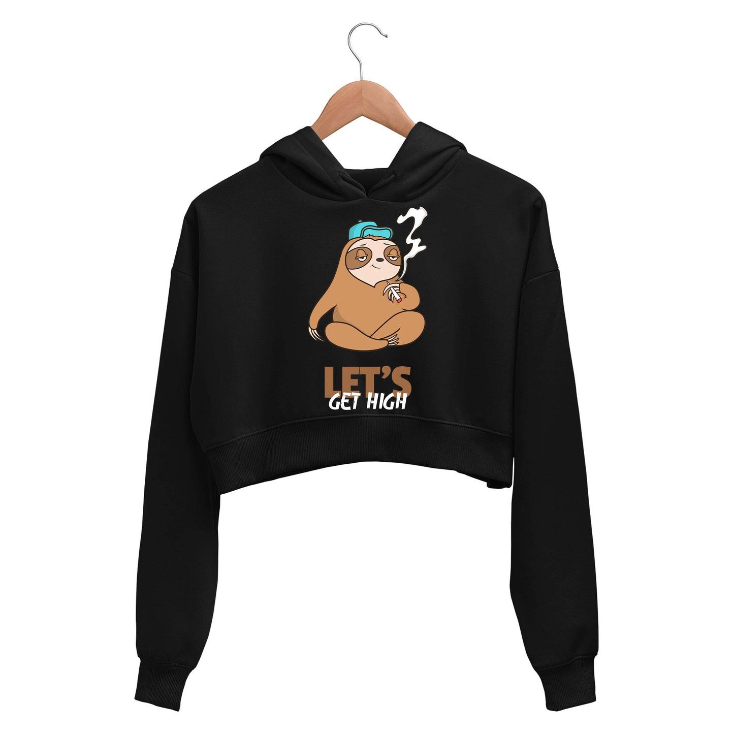 printed high sloth crop hoodie hooded sweatshirt upper winterwear printed graphic stylish buy online india the banyan tee tbt men women girls boys unisex black