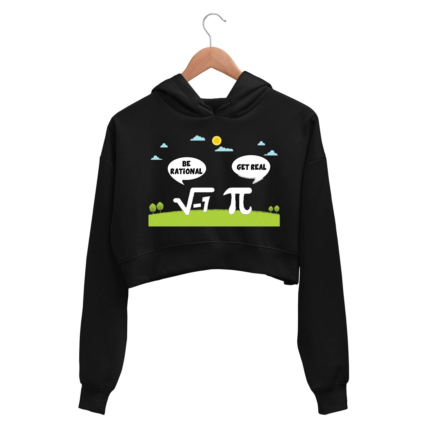 printed be rational crop hoodie hooded sweatshirt upper winterwear printed graphic stylish buy online india the banyan tee tbt men women girls boys unisex black