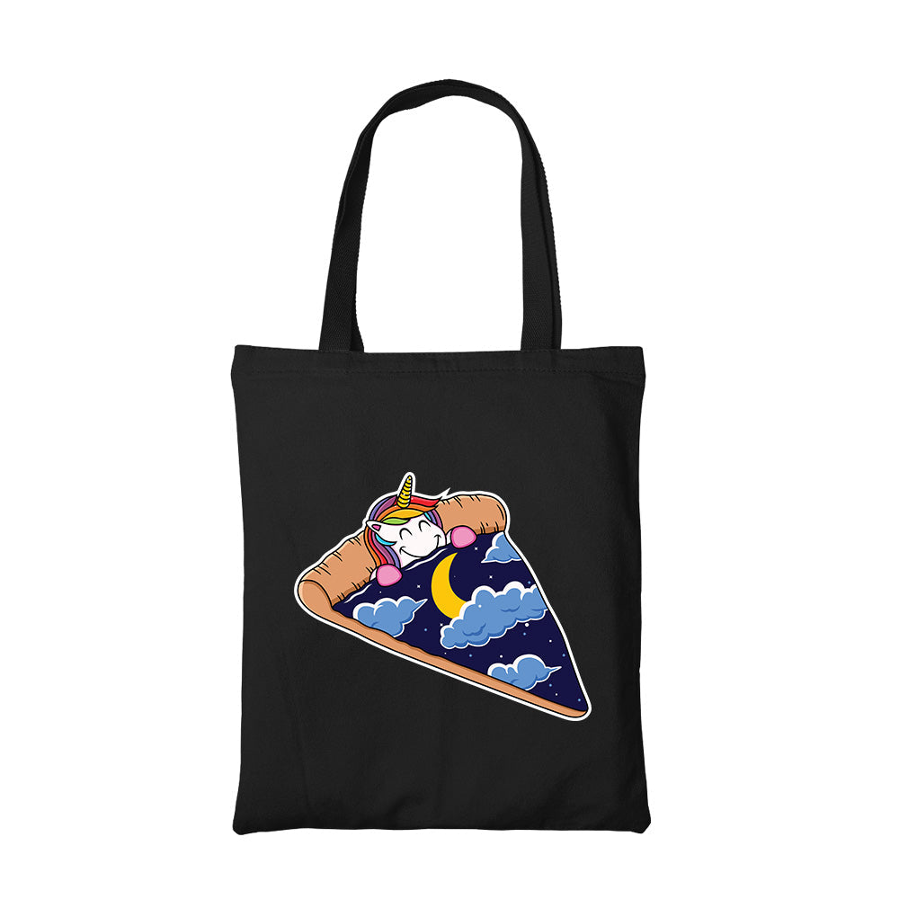 printed unicorn pizza slice tote bag cotton printed printed graphic stylish buy online united states usa the banyan tee tbt men women girls boys unisex