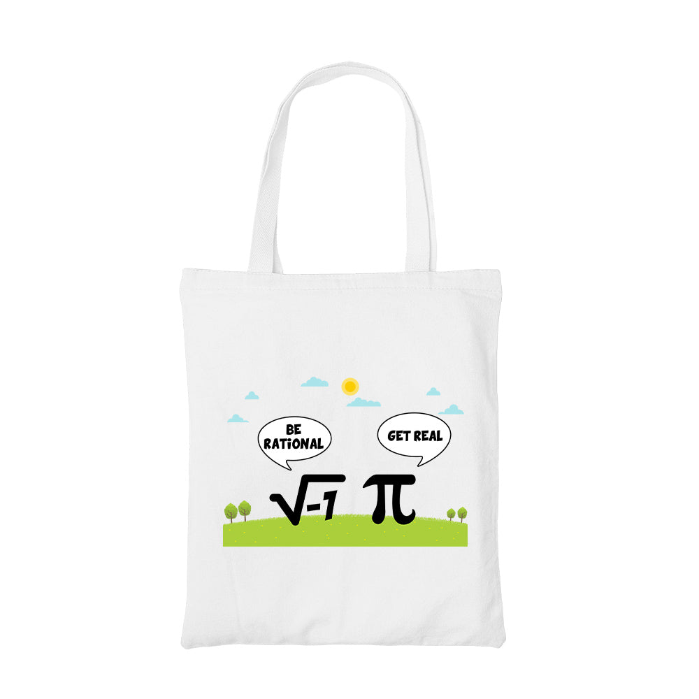 printed be rational tote bag cotton printed printed graphic stylish buy online united states usa the banyan tee tbt men women girls boys unisex