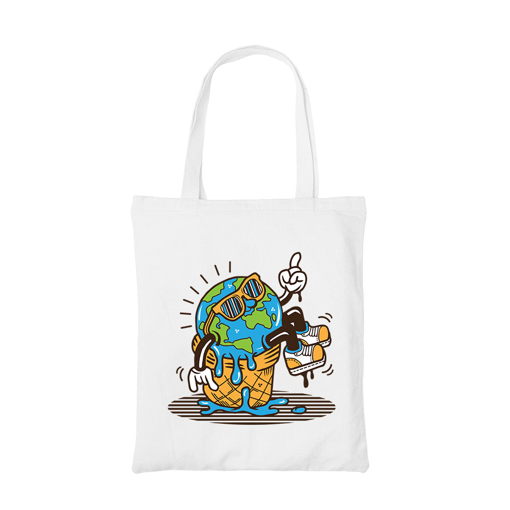 printed global warming tote bag cotton printed printed graphic stylish buy online united states usa the banyan tee tbt men women girls boys unisex