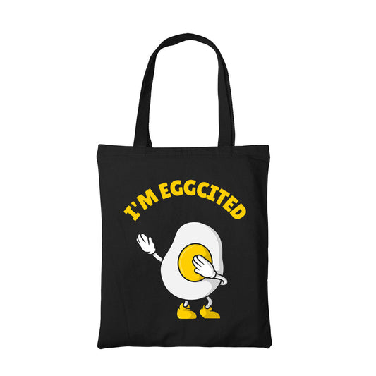 printed eggcited tote bag cotton printed printed graphic stylish buy online united states usa the banyan tee tbt men women girls boys unisex