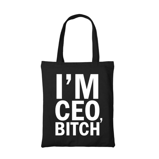 printed i'm ceo tote bag cotton printed printed graphic stylish buy online united states usa the banyan tee tbt men women girls boys unisex