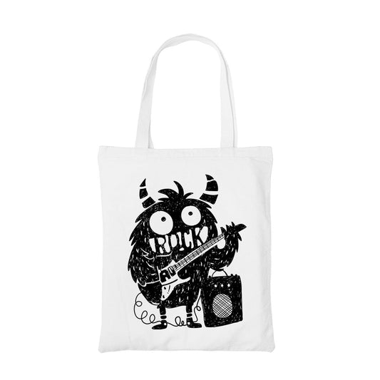 printed rock monster tote bag cotton printed printed graphic stylish buy online united states usa the banyan tee tbt men women girls boys unisex