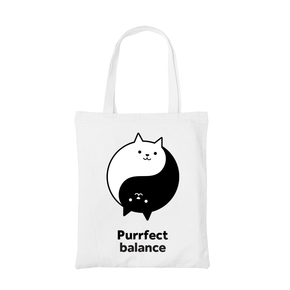 printed purrfect balance tote bag cotton printed printed graphic stylish buy online united states usa the banyan tee tbt men women girls boys unisex