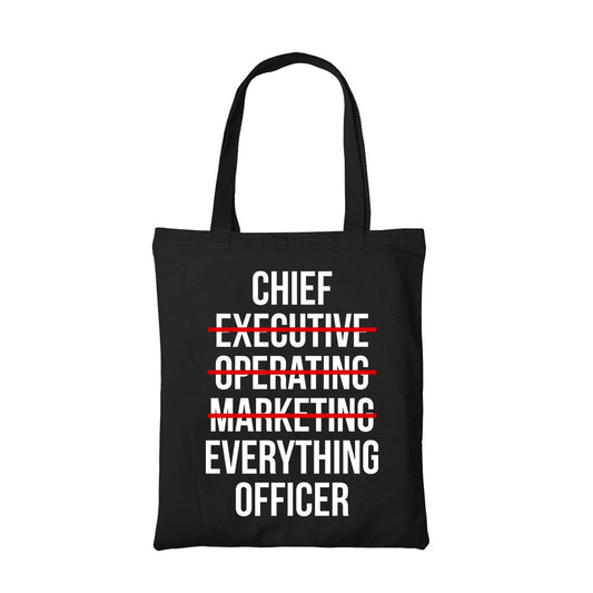 printed chief everything officer tote bag cotton printed printed graphic stylish buy online united states usa the banyan tee tbt men women girls boys unisex