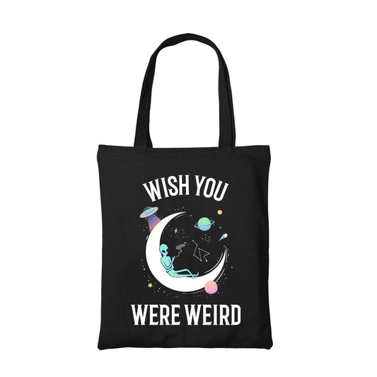 printed wish you were weird tote bag cotton printed printed graphic stylish buy online united states usa the banyan tee tbt men women girls boys unisex