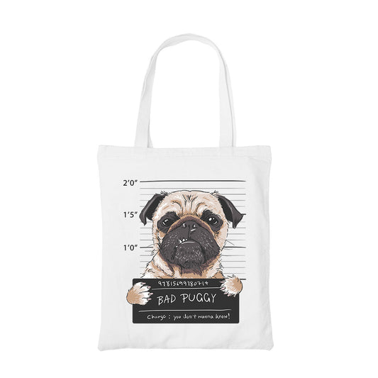 printed bad puggy tote bag cotton printed printed graphic stylish buy online united states usa the banyan tee tbt men women girls boys unisex