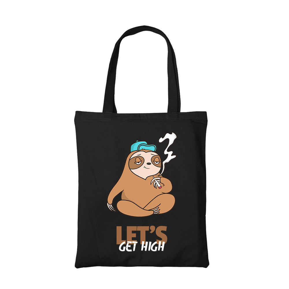 printed high sloth tote bag cotton printed printed graphic stylish buy online united states usa the banyan tee tbt men women girls boys unisex