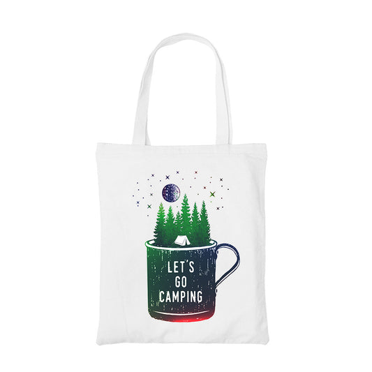 printed let's go camping tote bag cotton printed printed graphic stylish buy online united states usa the banyan tee tbt men women girls boys unisex