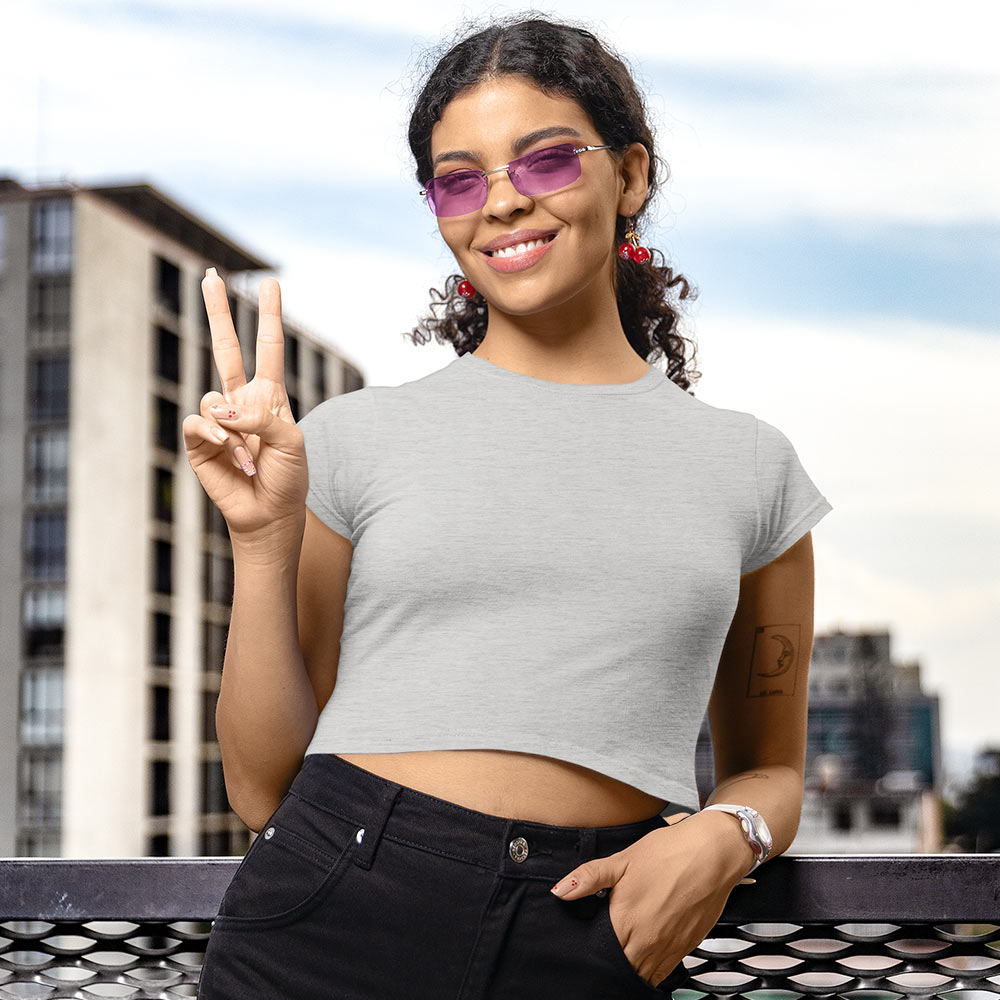 grey melange crop tops by the banyan tee grey crop tops united states of america usa cotton crop tops crop tops united states of america usa crop tops for girls