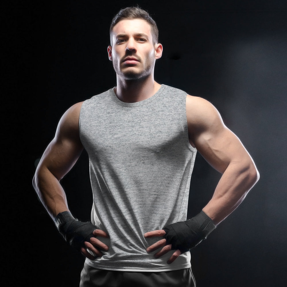grey gym vest grey melange sleeveless tshirts by the banyan tee cheap gym t shirts united states of america usa vests for men
