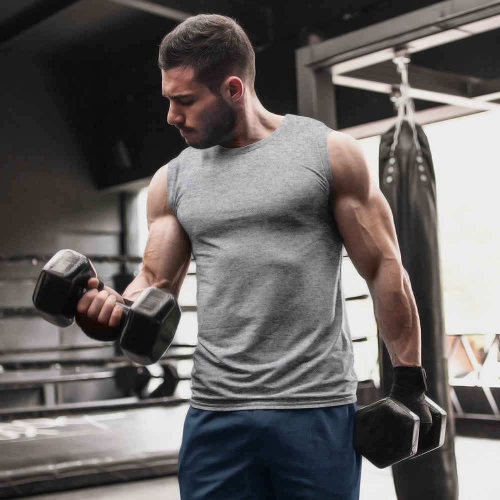 grey gym vest grey melange sleeveless tshirts by the banyan tee cheap gym t shirts united states of america usa vests for men