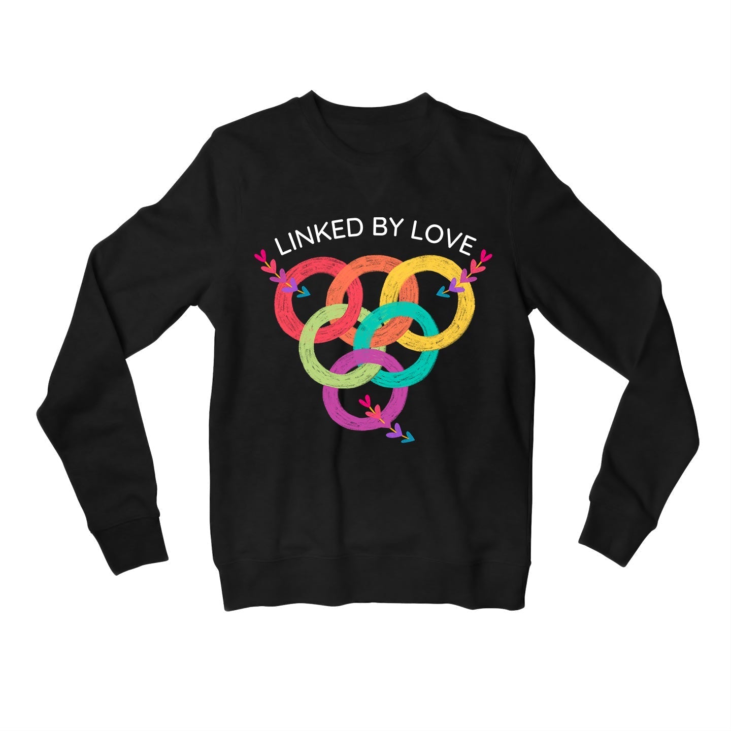 pride linked by love sweatshirt upper winterwear printed graphic stylish buy online united states usa the banyan tee tbt men women girls boys unisex black - lgbtqia+